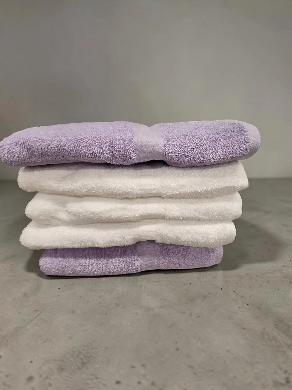 Soft Lavender & White Towel Stack - Plush Cotton